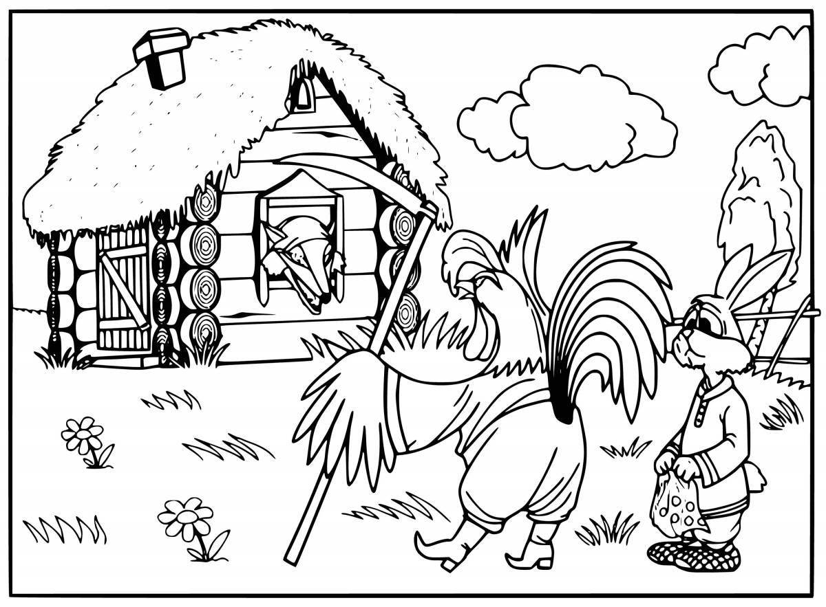 Coloring page funny zayushkina hut