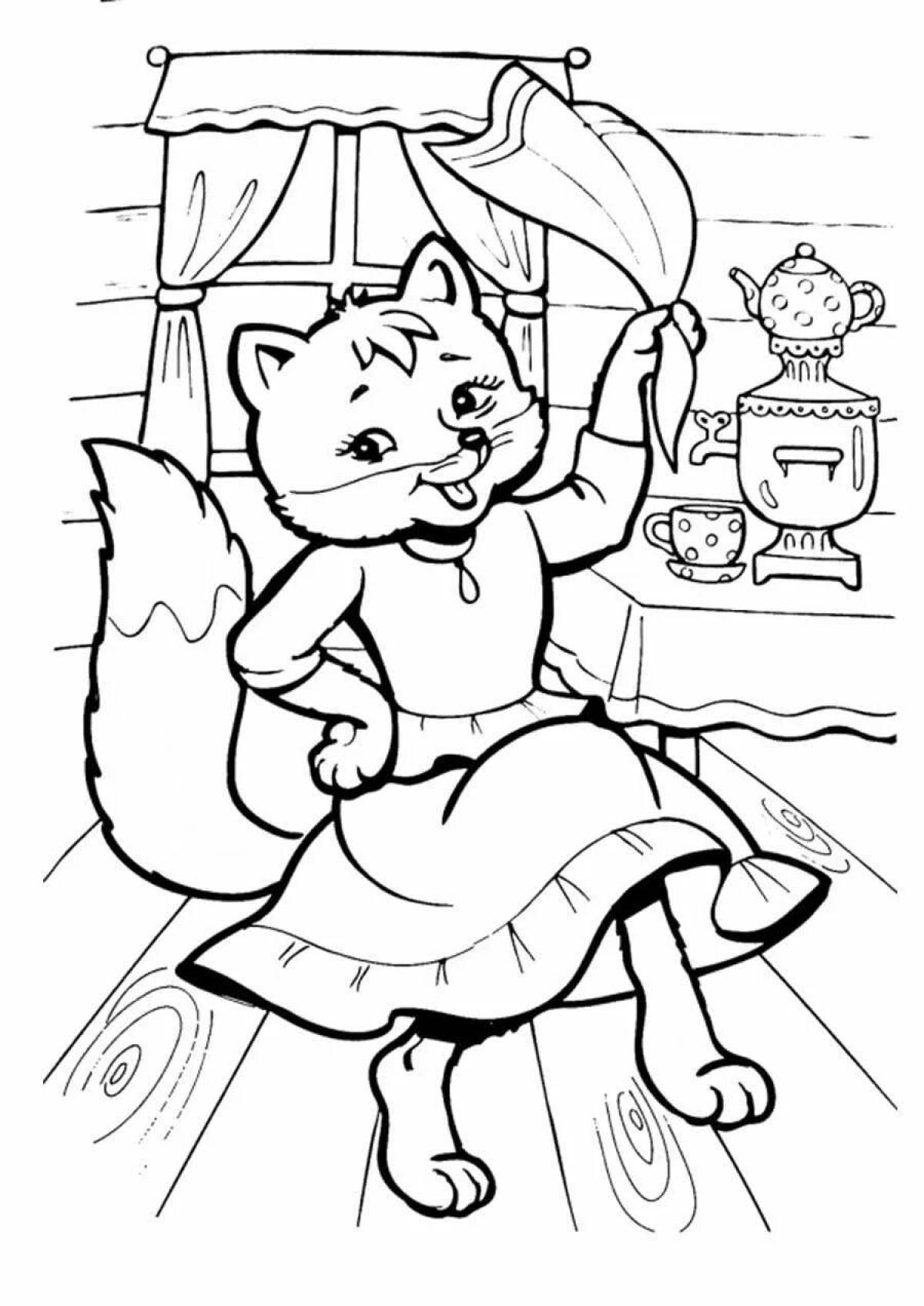 Coloring book playful hare's hut