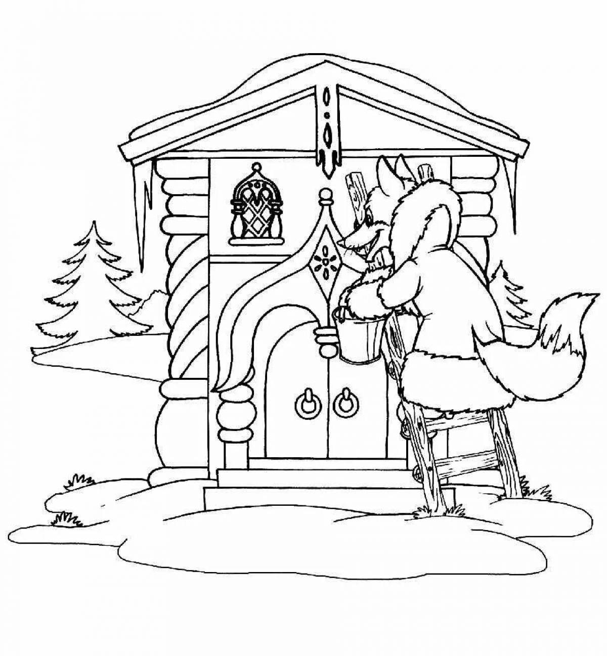 Раскраска очаровательная заюшкина избушка