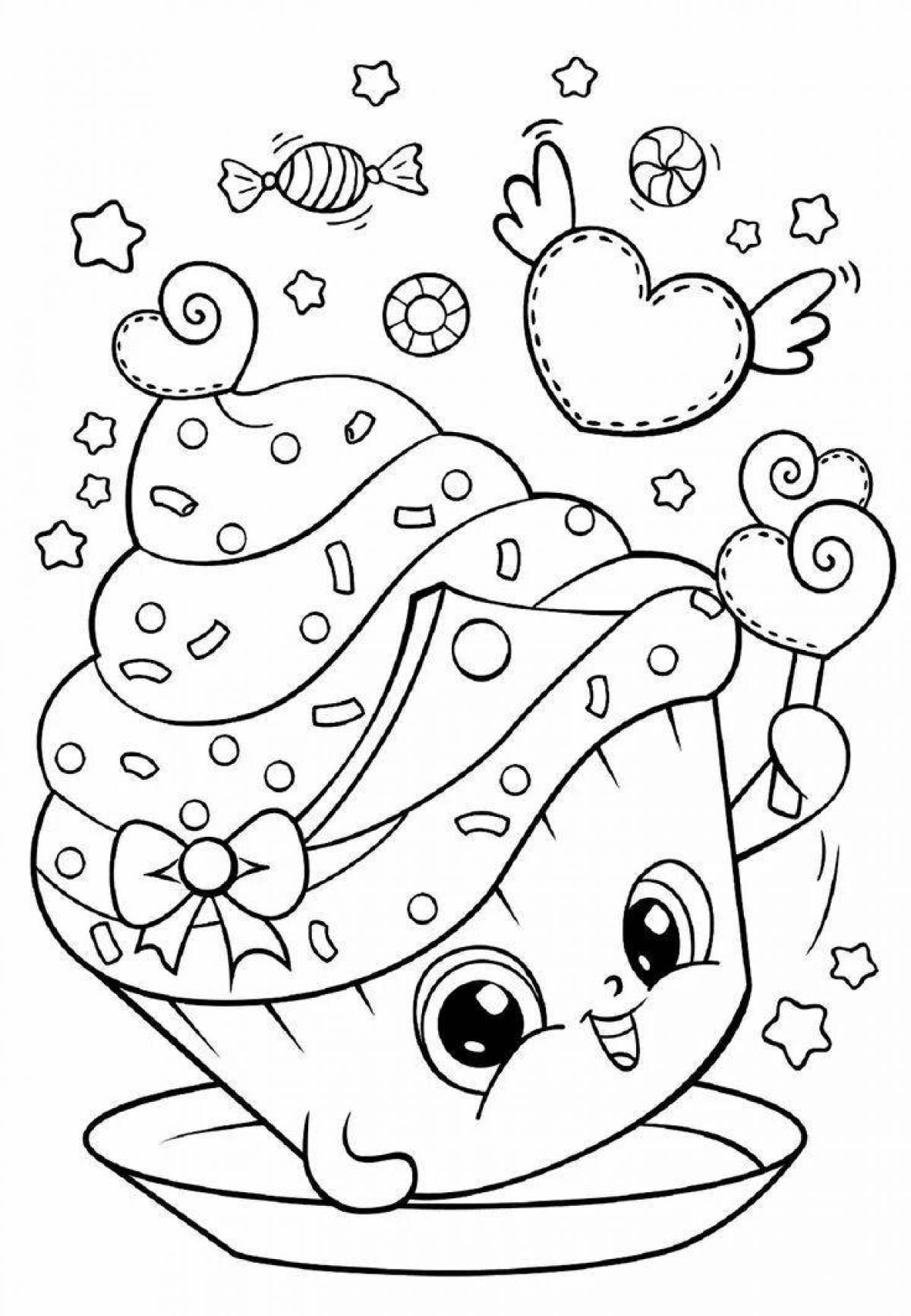 Shopkins coloring page with color splatter for girls