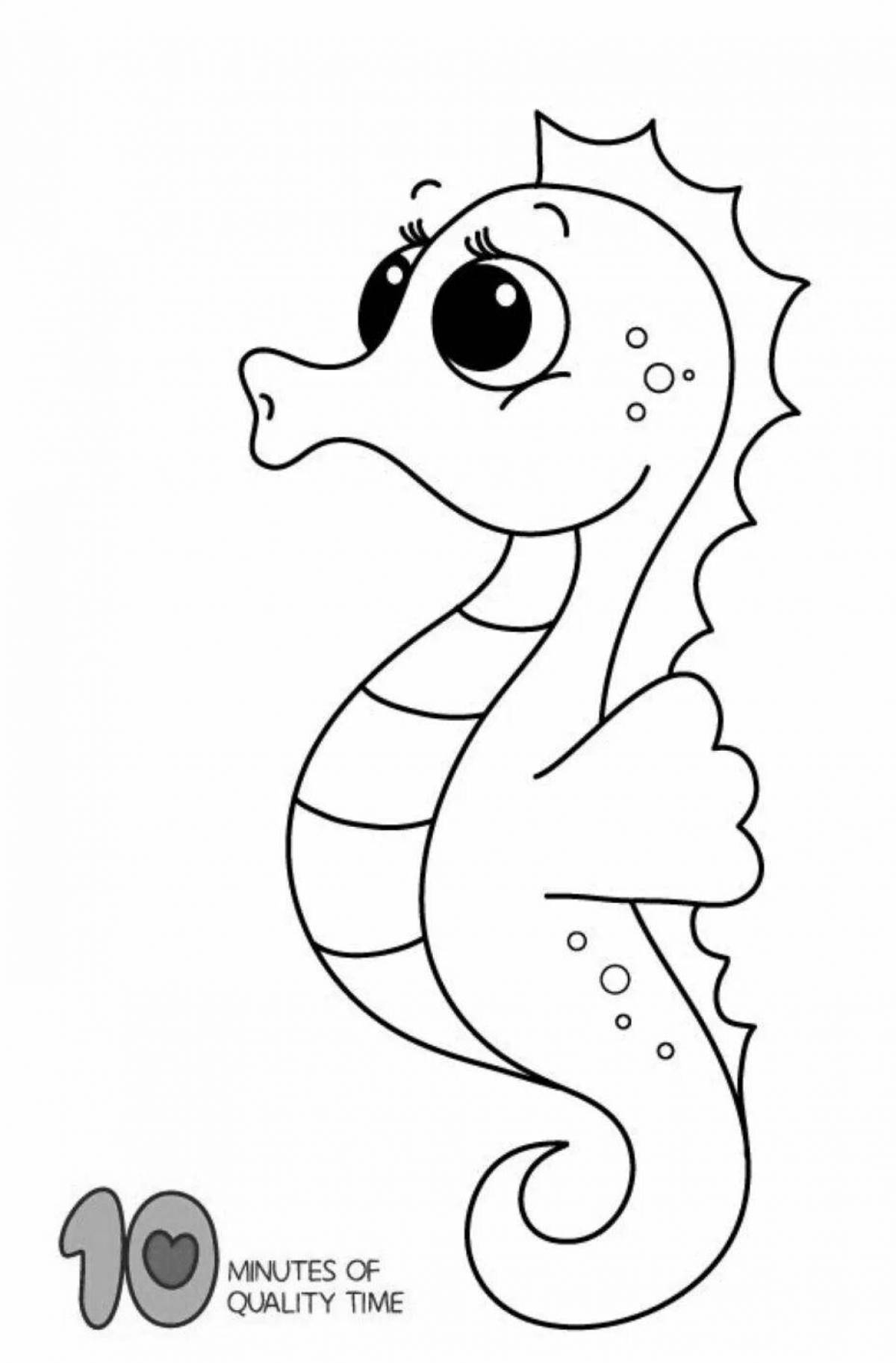 Vibrant seahorse coloring page for kids