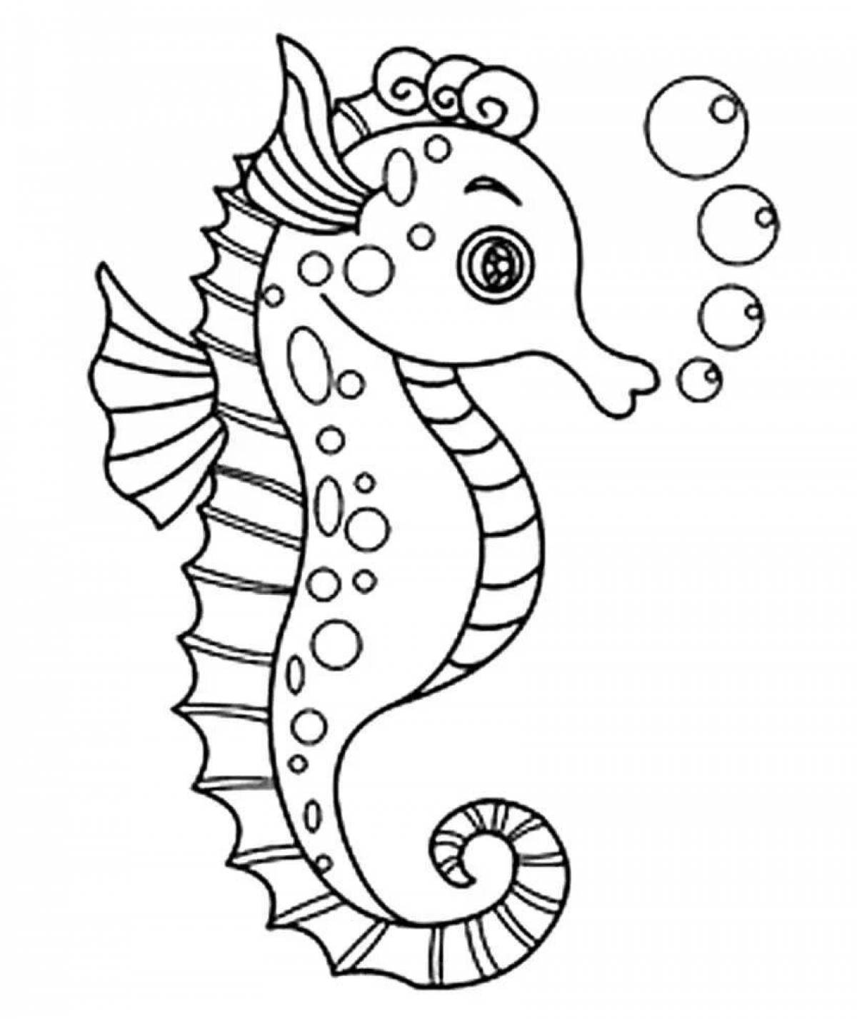 Joyful seahorse coloring book for kids