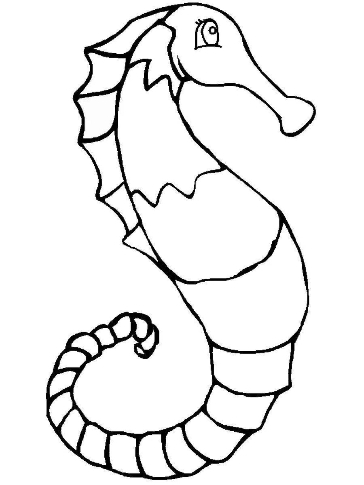 Playful seahorse coloring page for kids