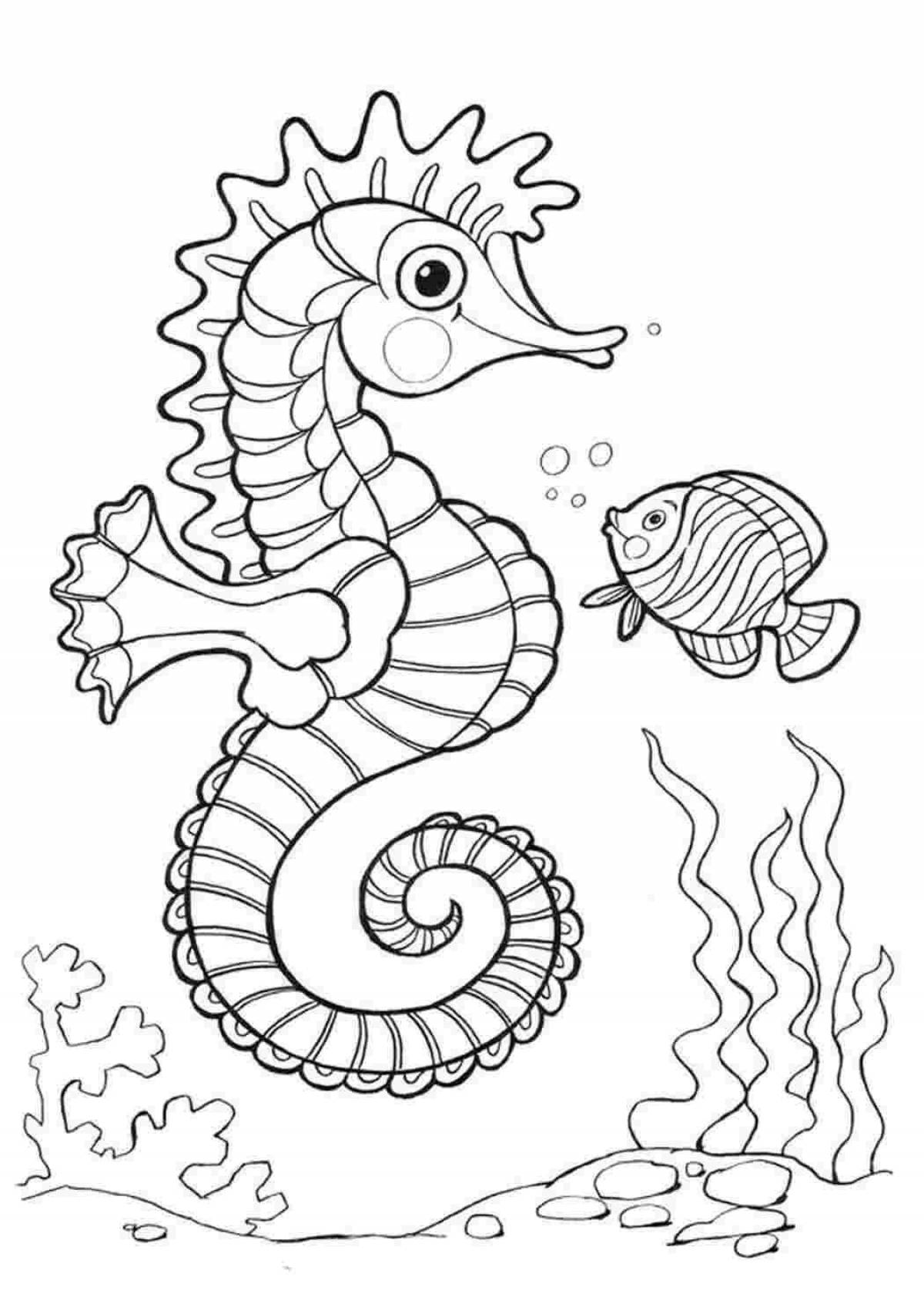 Photo Cute seahorse coloring pages for kids