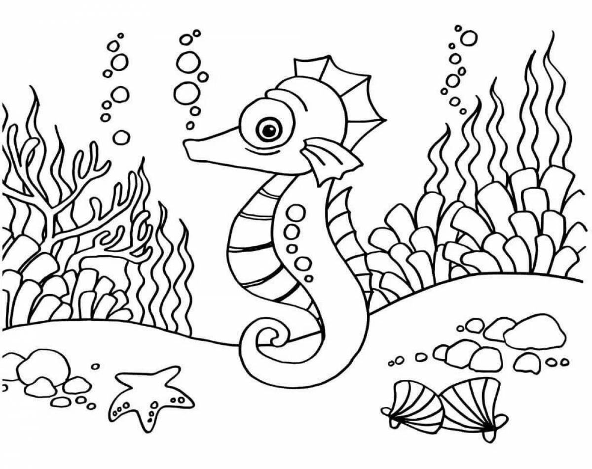 Glorious seahorse coloring pages for kids