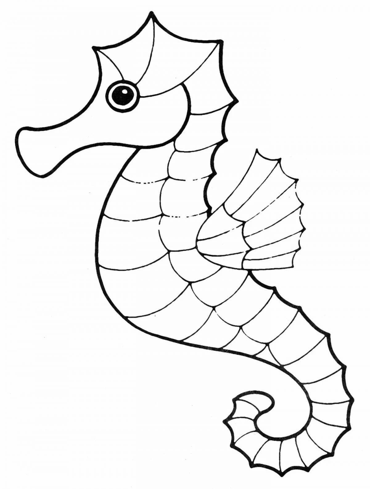 Great seahorse coloring page for kids