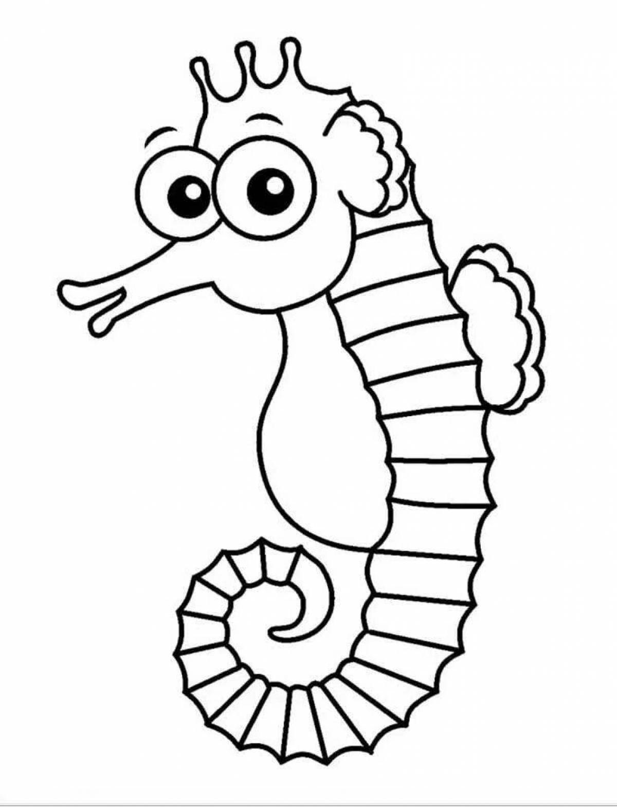Amazing seahorse coloring page for kids