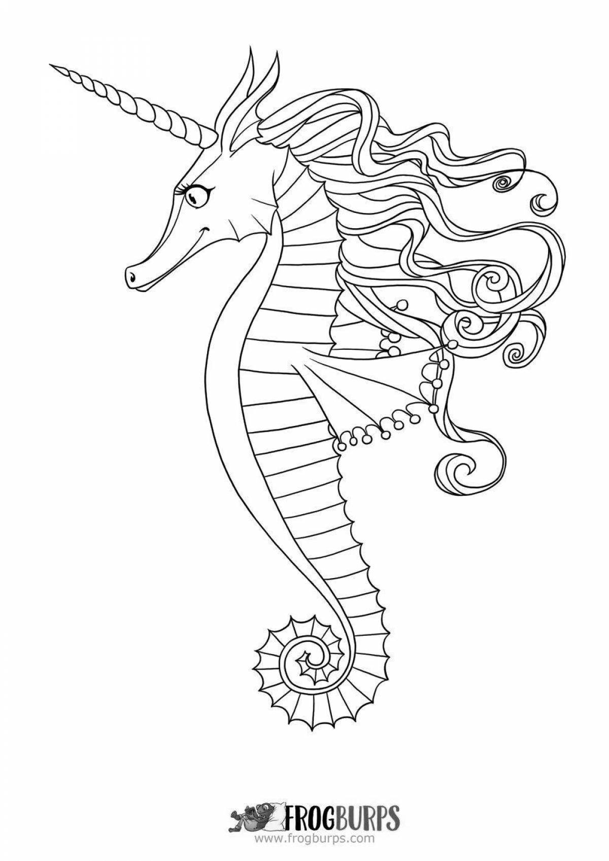 Wonderful sea horse coloring book for kids
