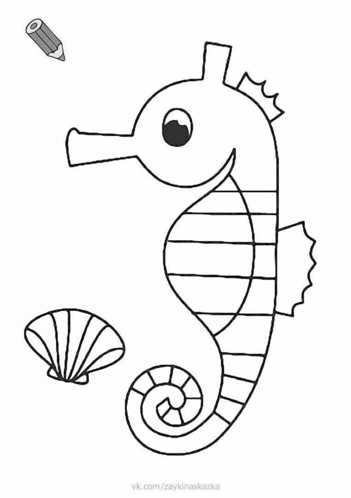 Adorable seahorse coloring page for kids