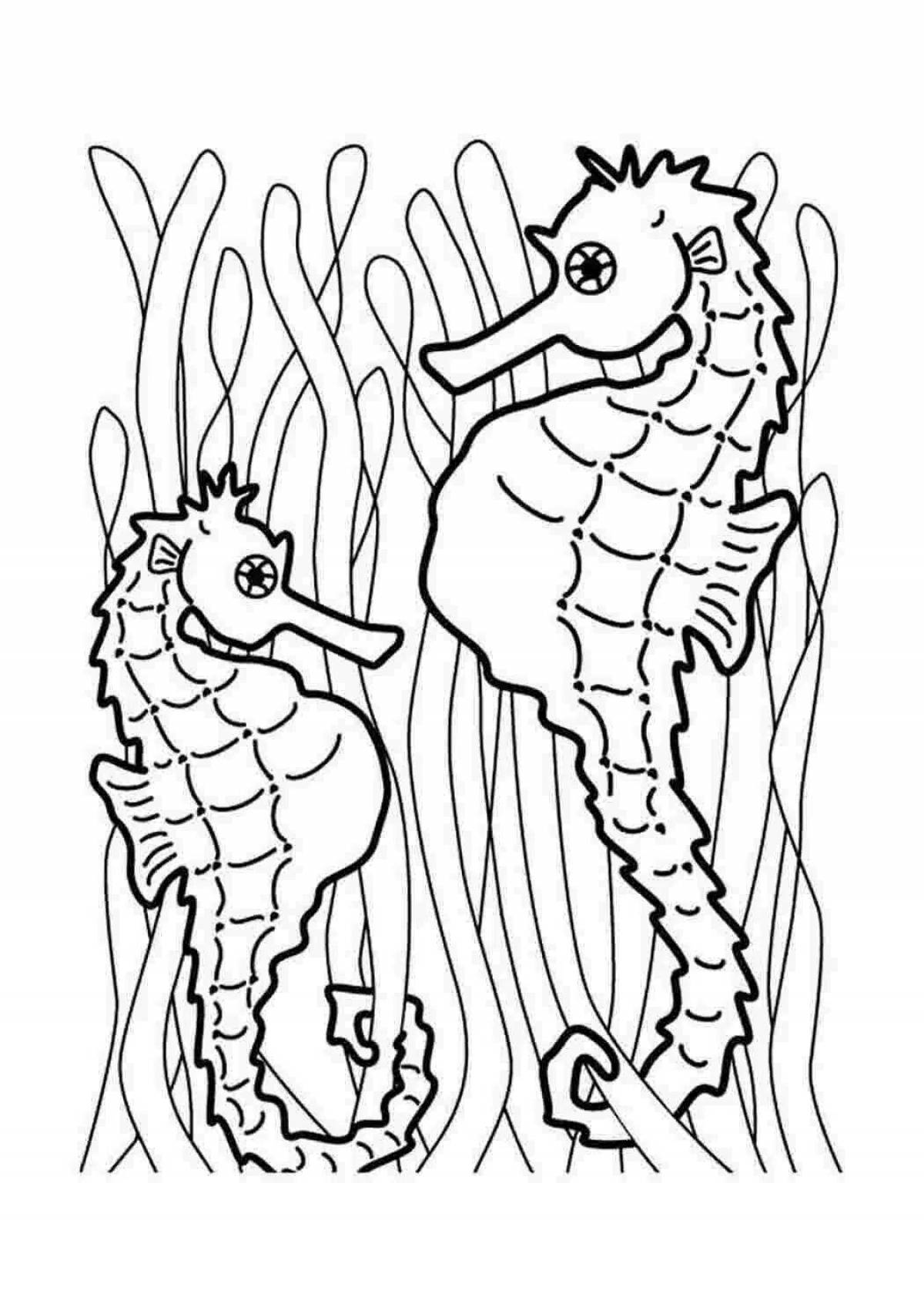 Симпатичная страница раскраски морского конька для детей