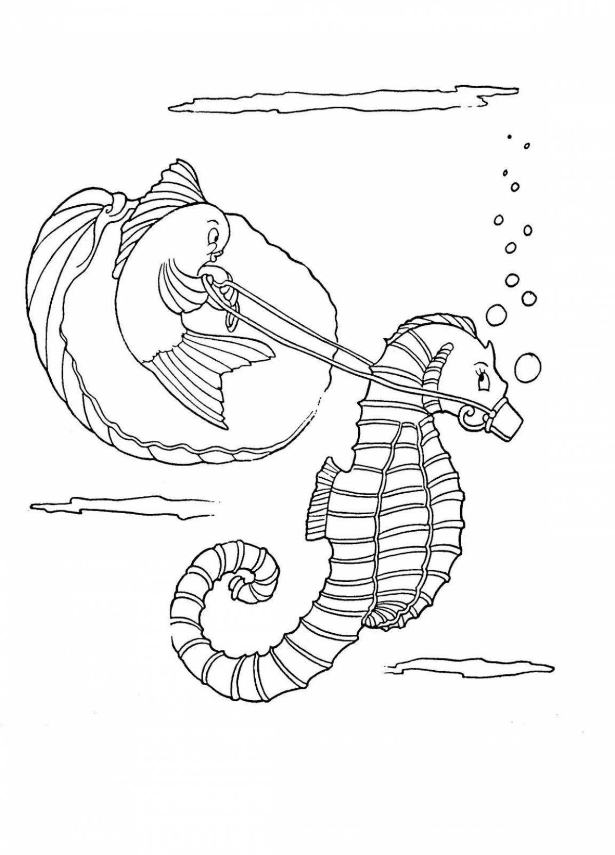 Photo Seahorse holiday coloring book for kids