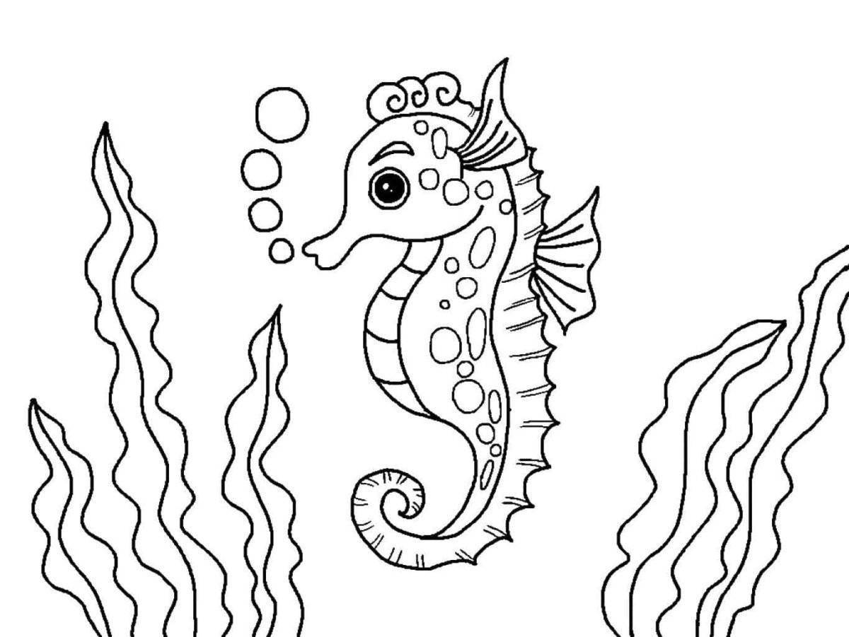 Living seahorse coloring page for kids