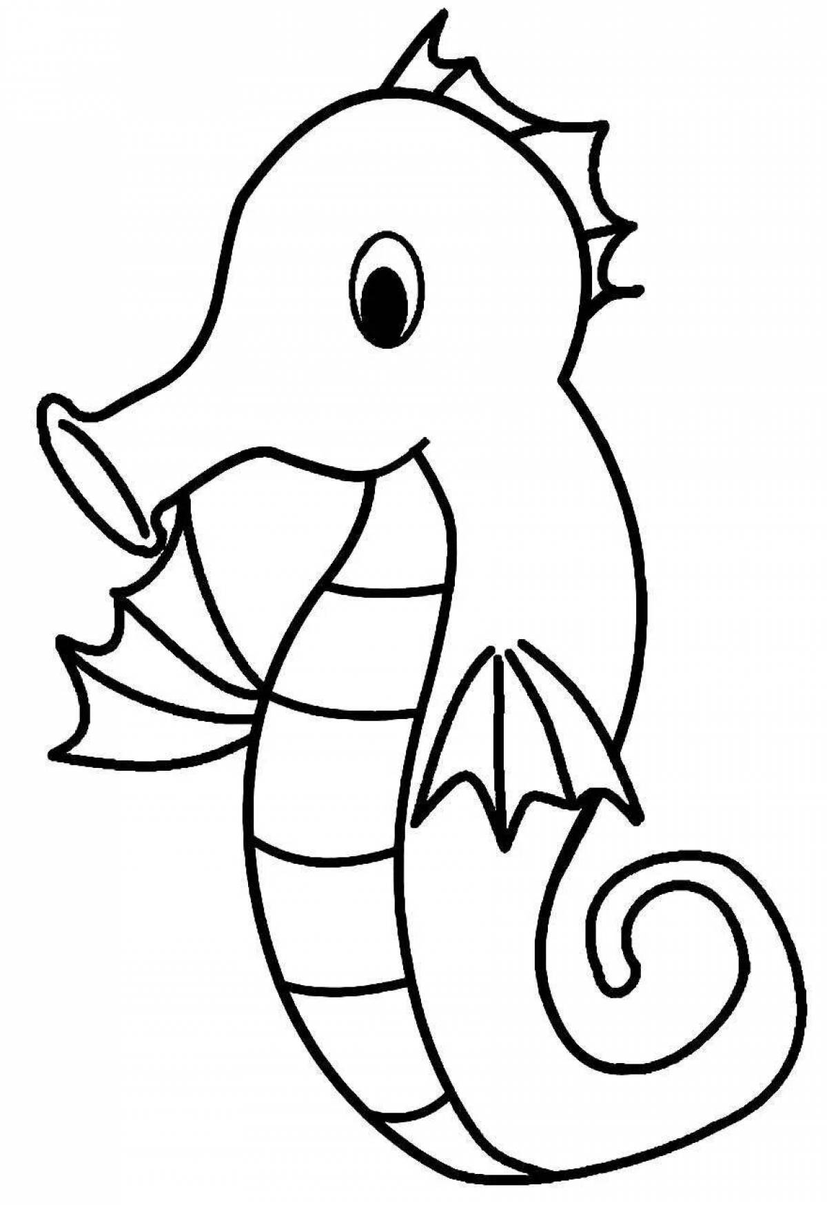 Shiny seahorse coloring book for kids