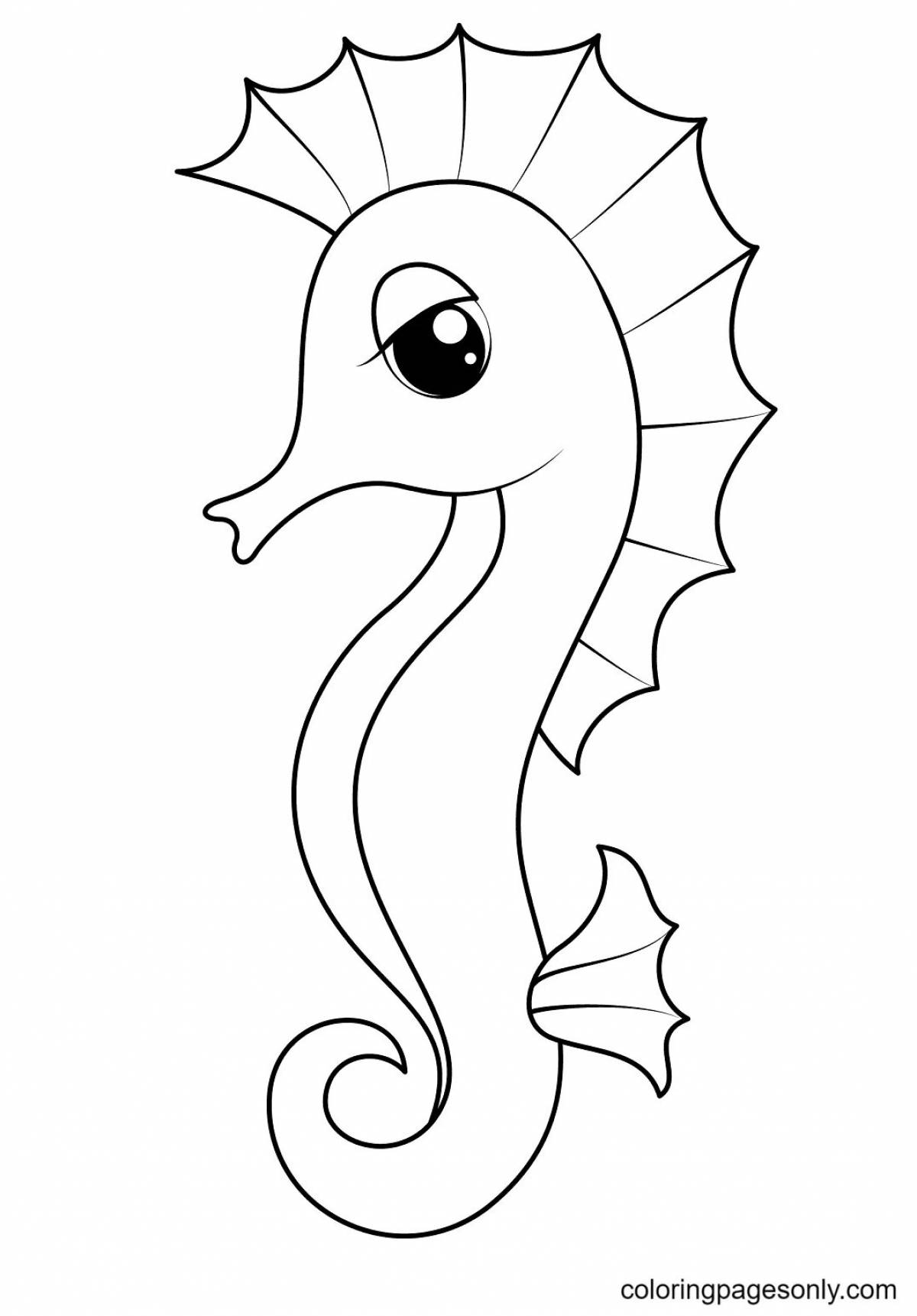 Glittering seahorse coloring book for kids