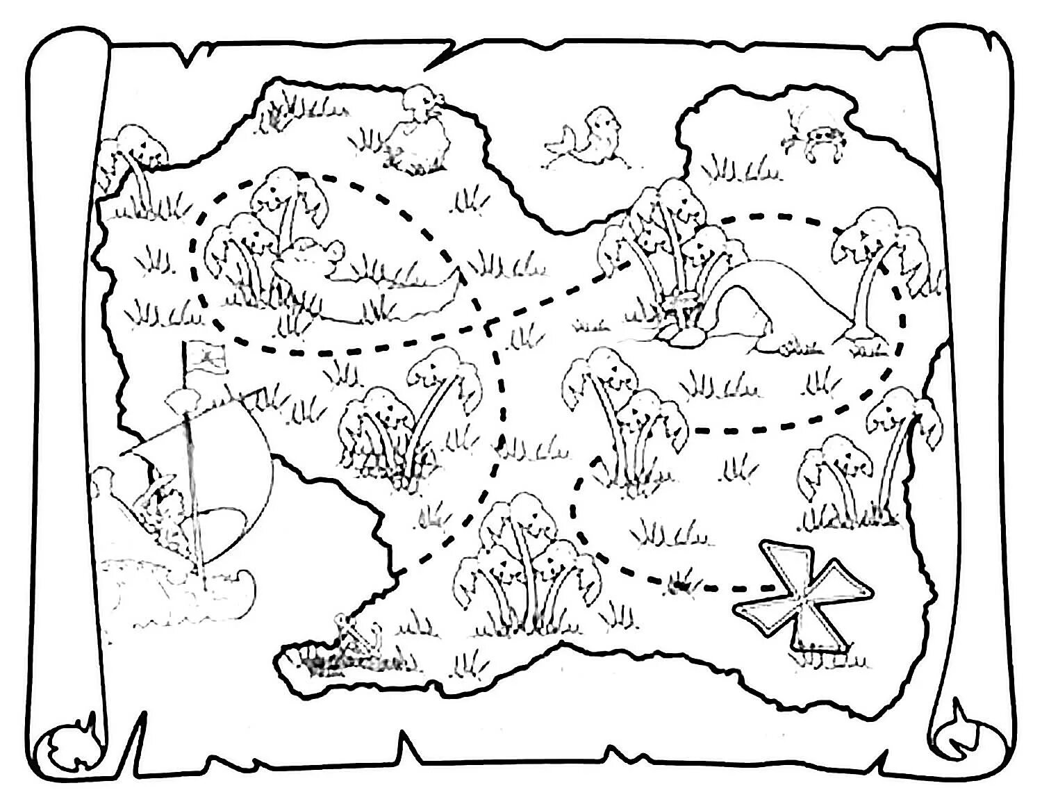Карта-раскраска Динозавры