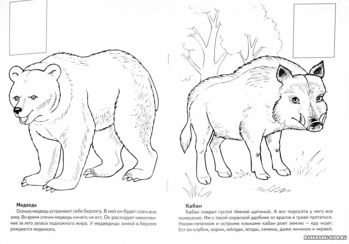 Fairytale coloring wild animals of Russia