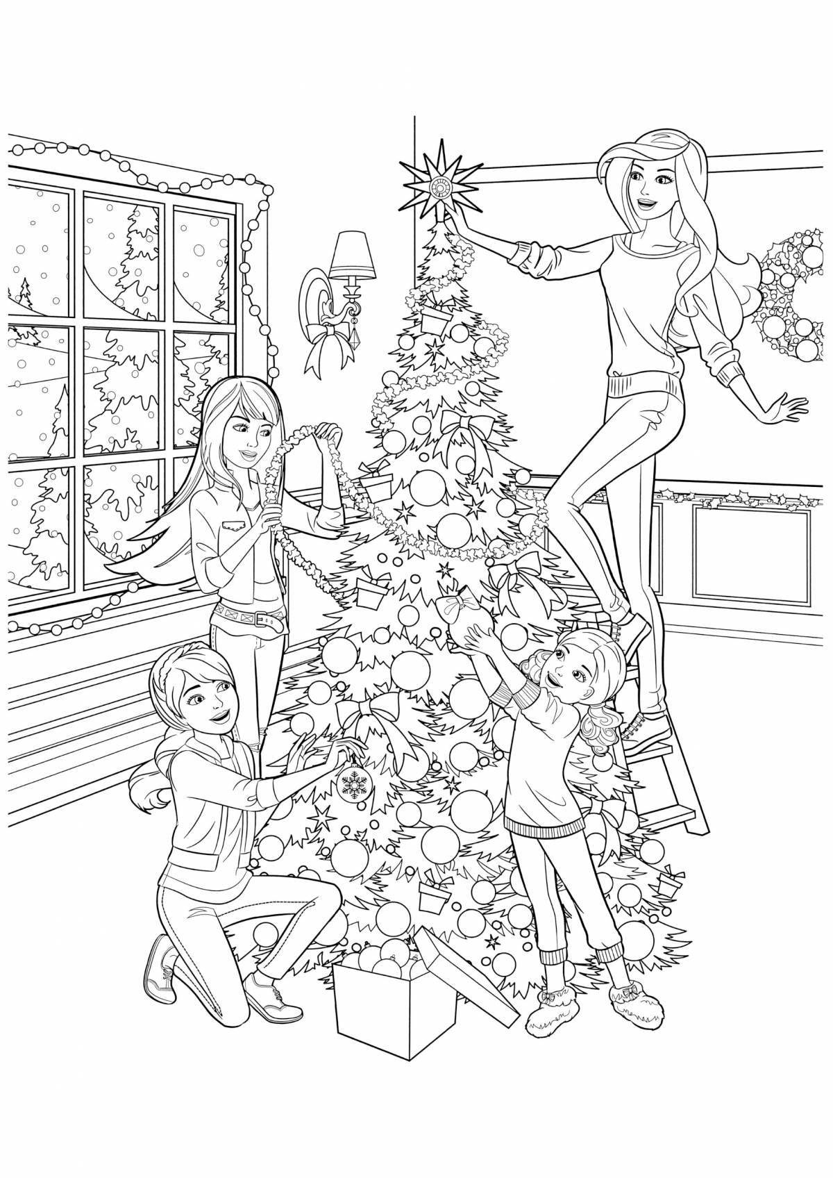 Cute Christmas coloring book for girls