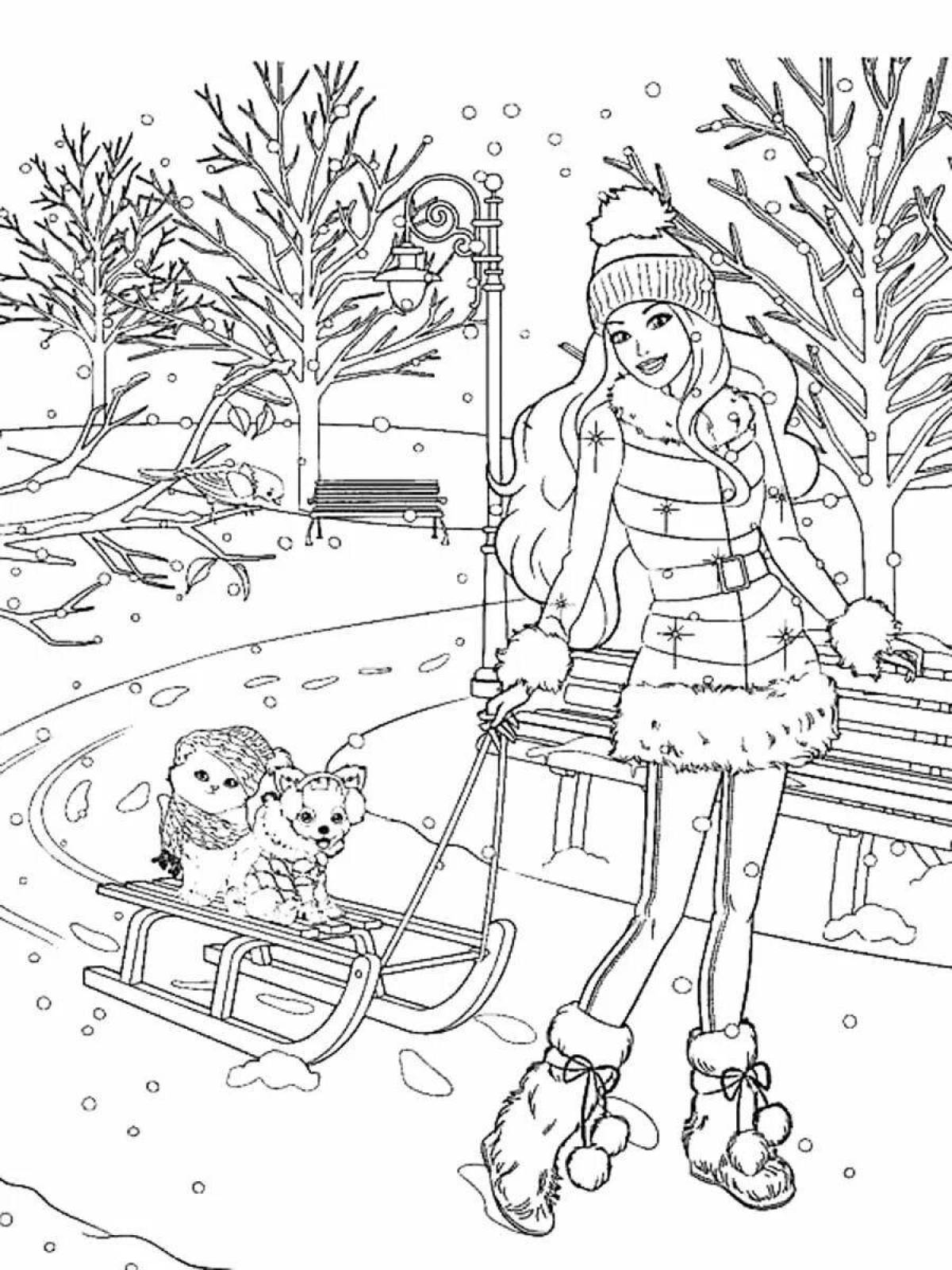 Color crazy Christmas coloring book for girls