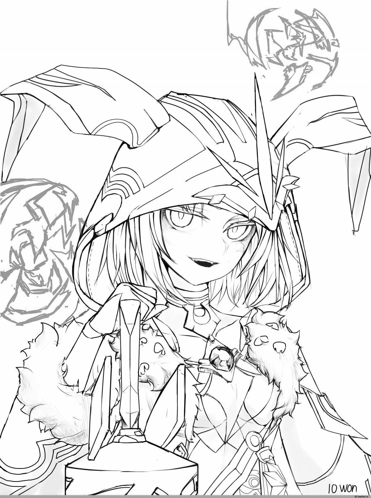 Playful genshin impact anime coloring page