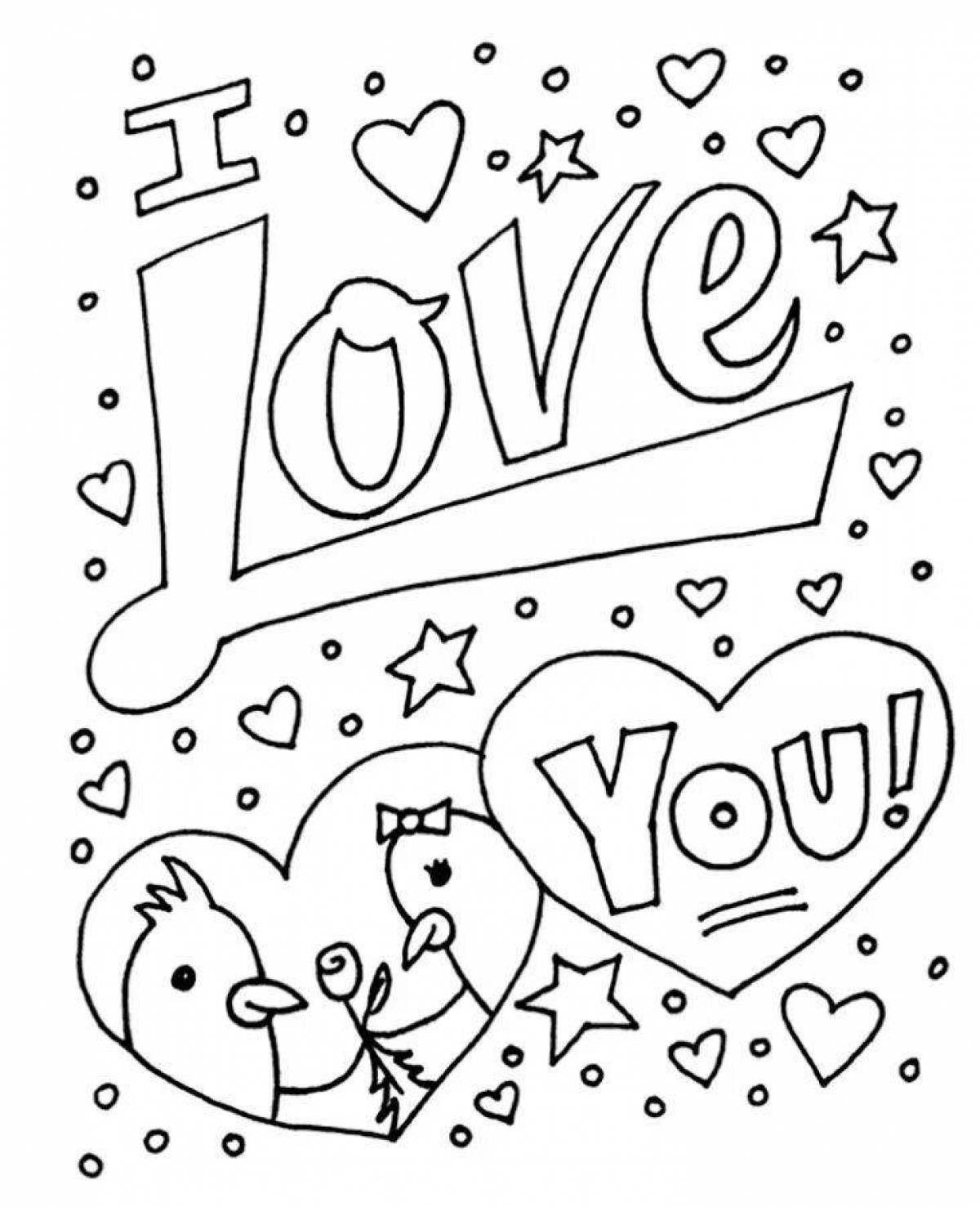 Brilliant i love you coloring page