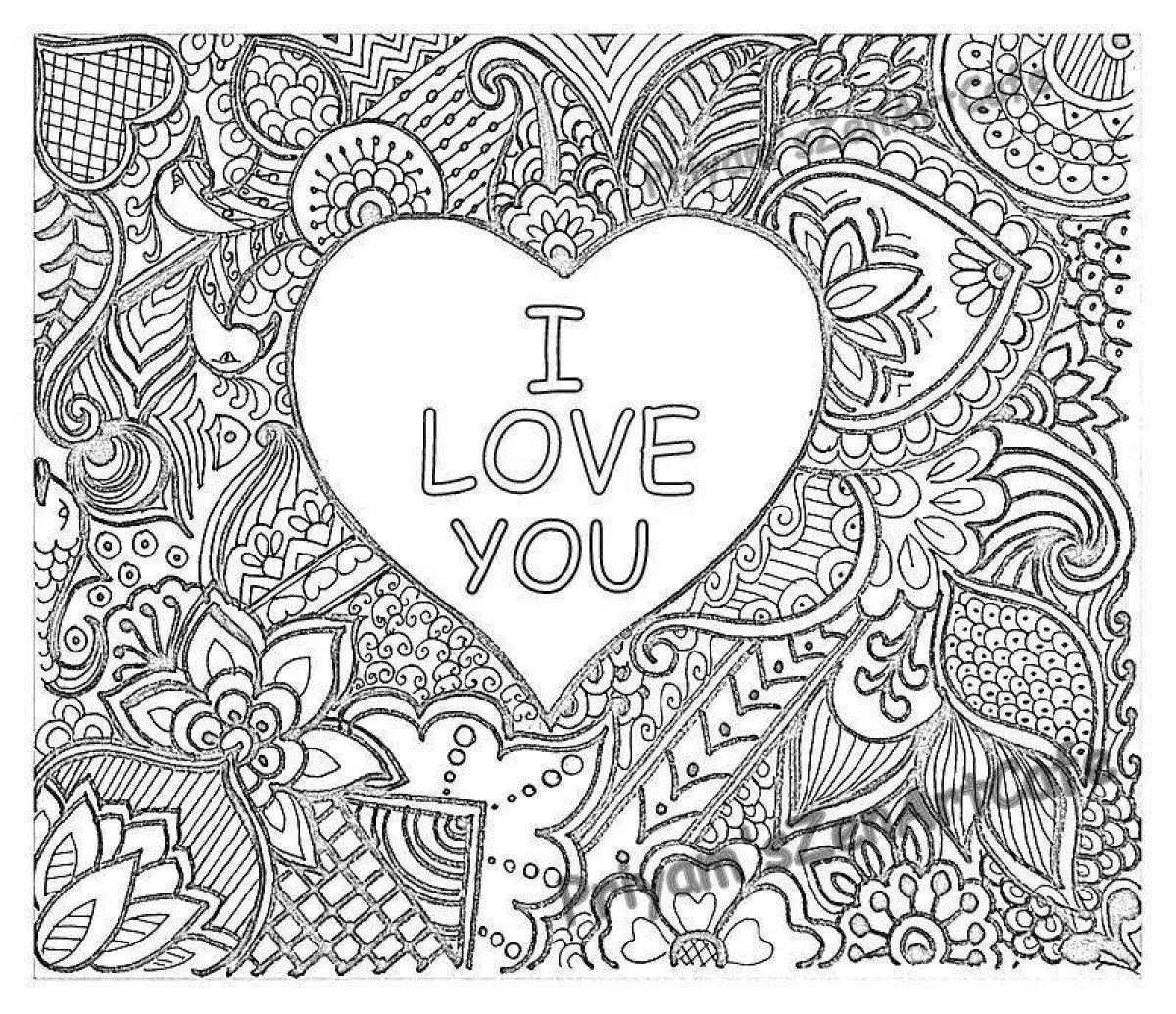 Colorful i love you coloring page