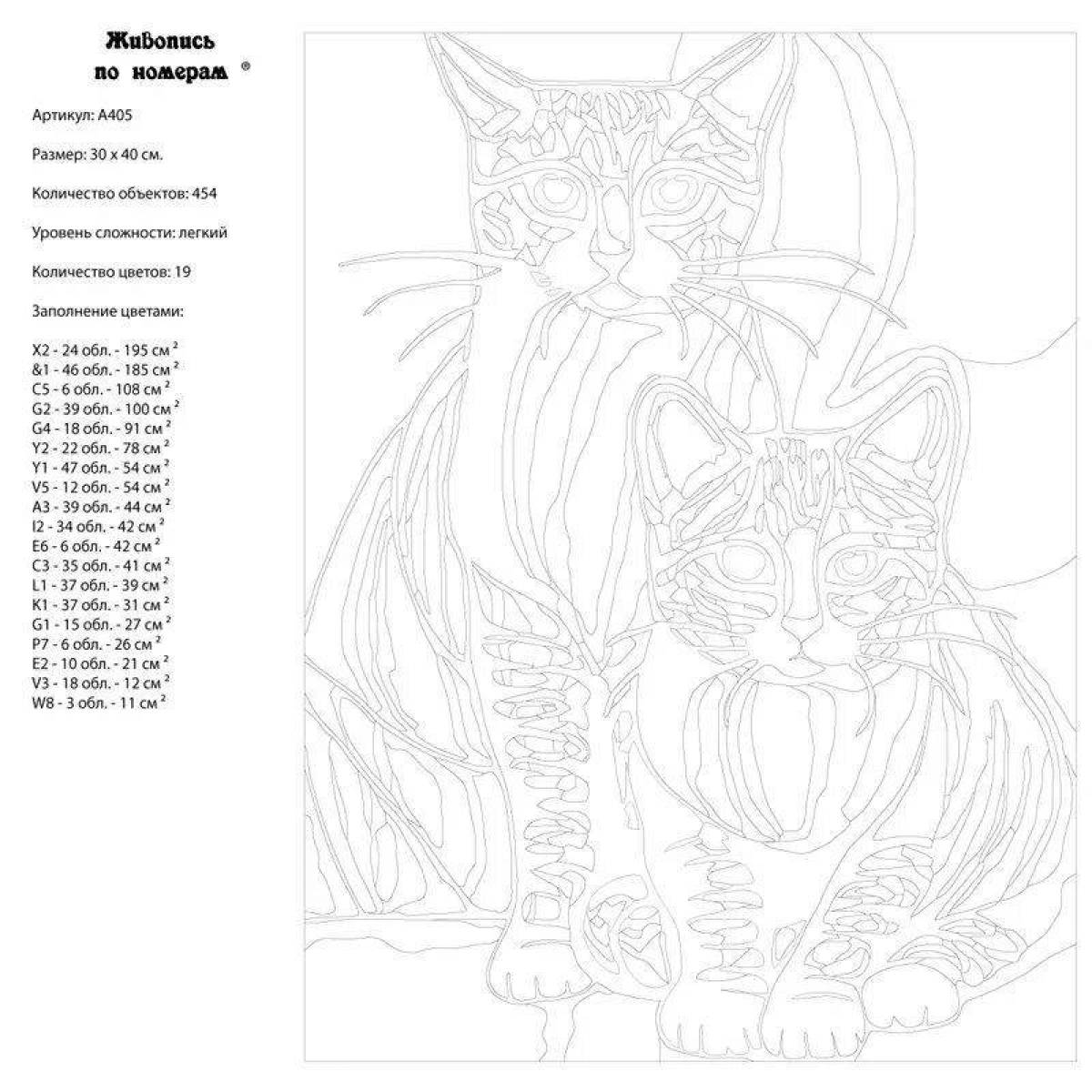 Charming cat coloring by numbers