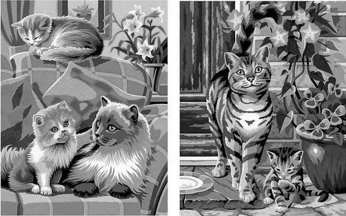Cat coloring by numbers