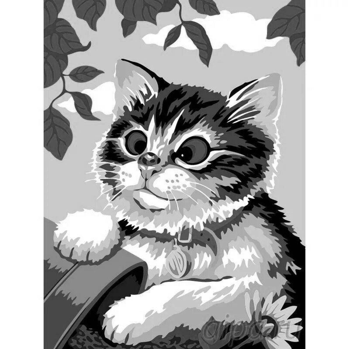 Дружелюбная раскраска по номерам кошка