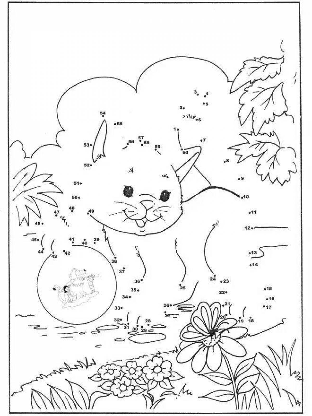 Cute cat coloring by numbers