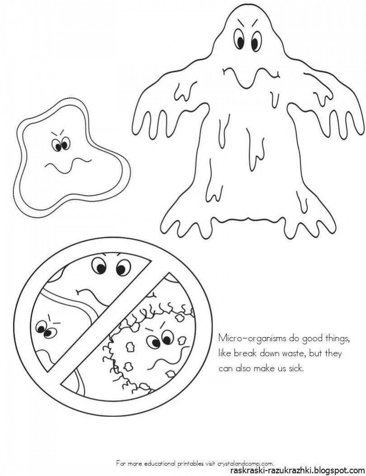 Раскраска яркие микробы и бактерии