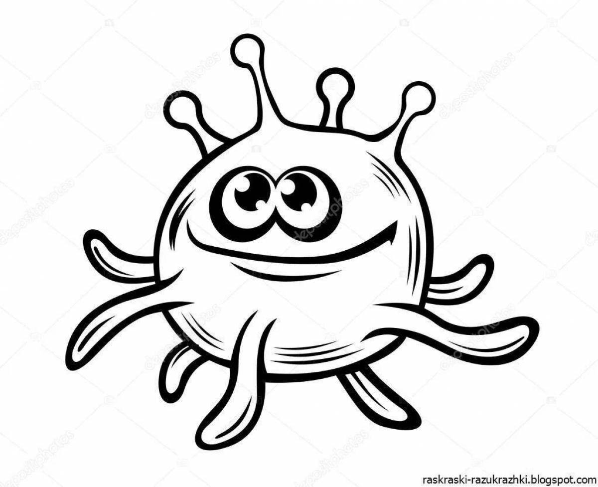 Coloring page funny germs and bacteria