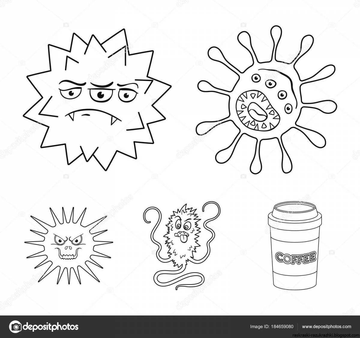 Funny microbes and bacteria coloring pages