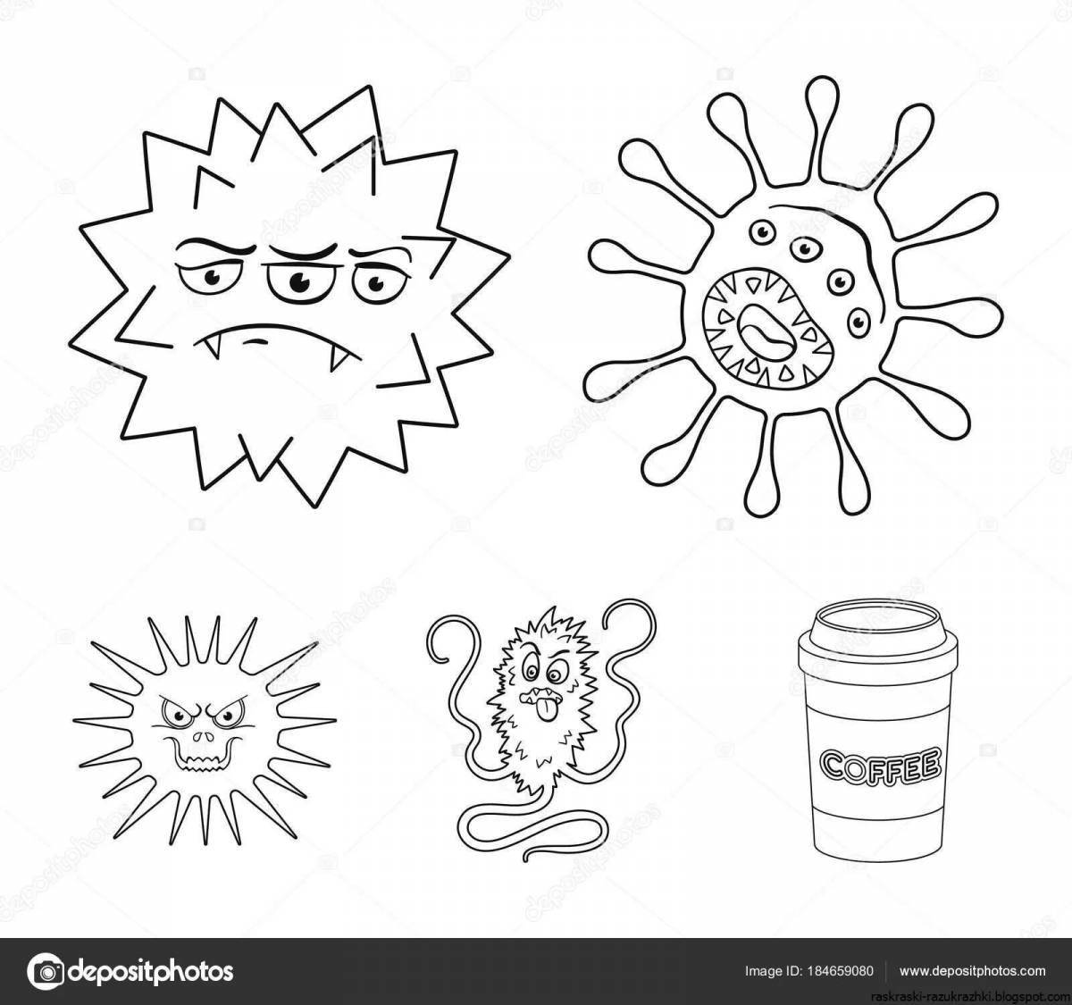 Funny microbes and bacteria coloring pages