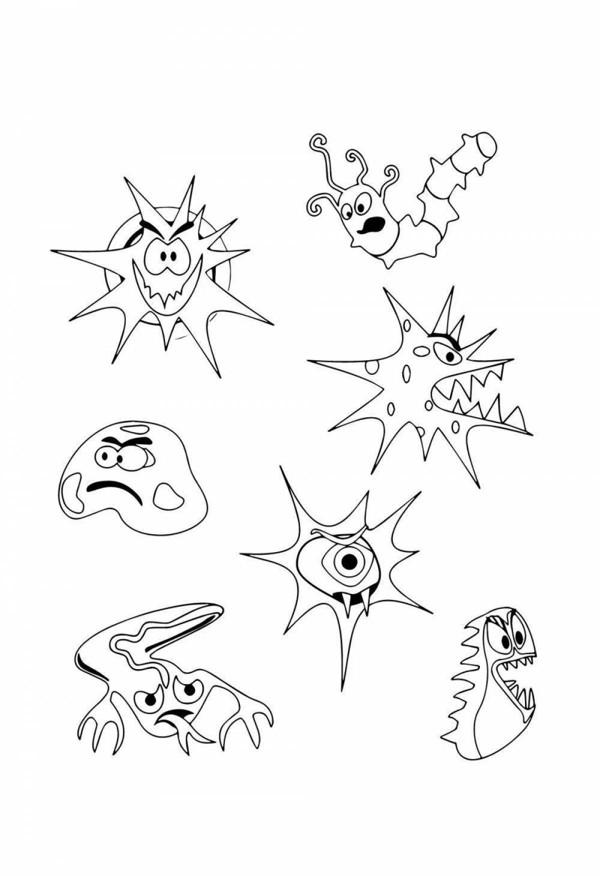 Imaginative germs and bacteria coloring page