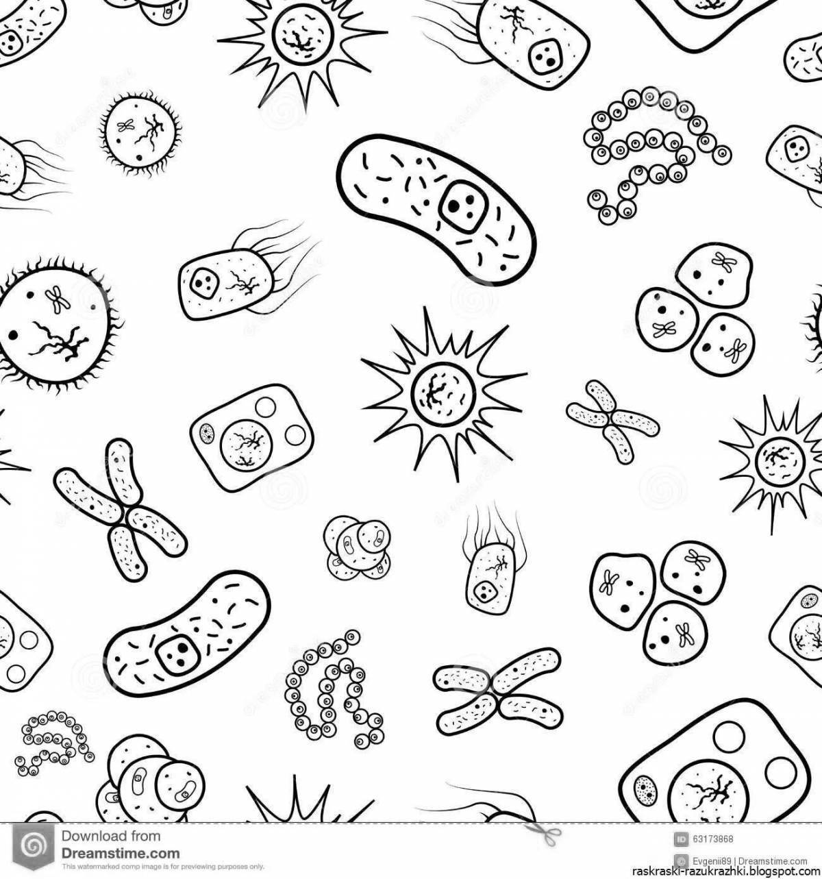 Раскраска манящие микробы и бактерии