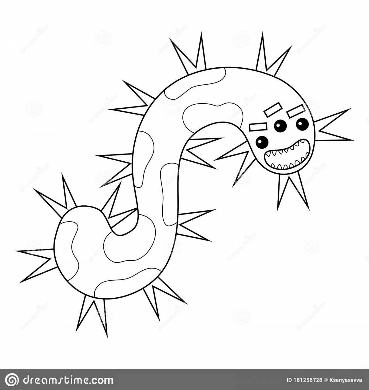 Coloring page magical microbes and bacteria