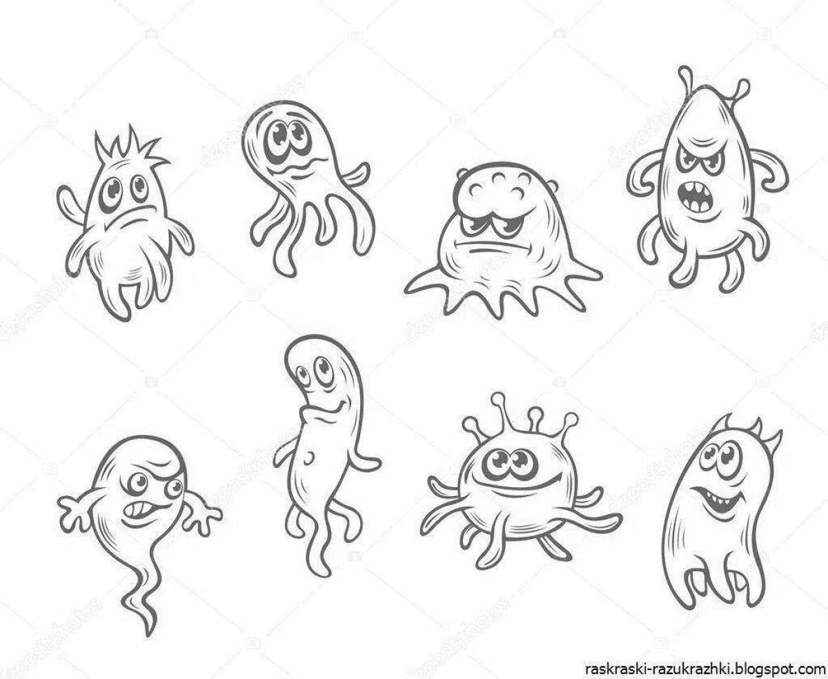 Coloring page miraculous microbes and bacteria