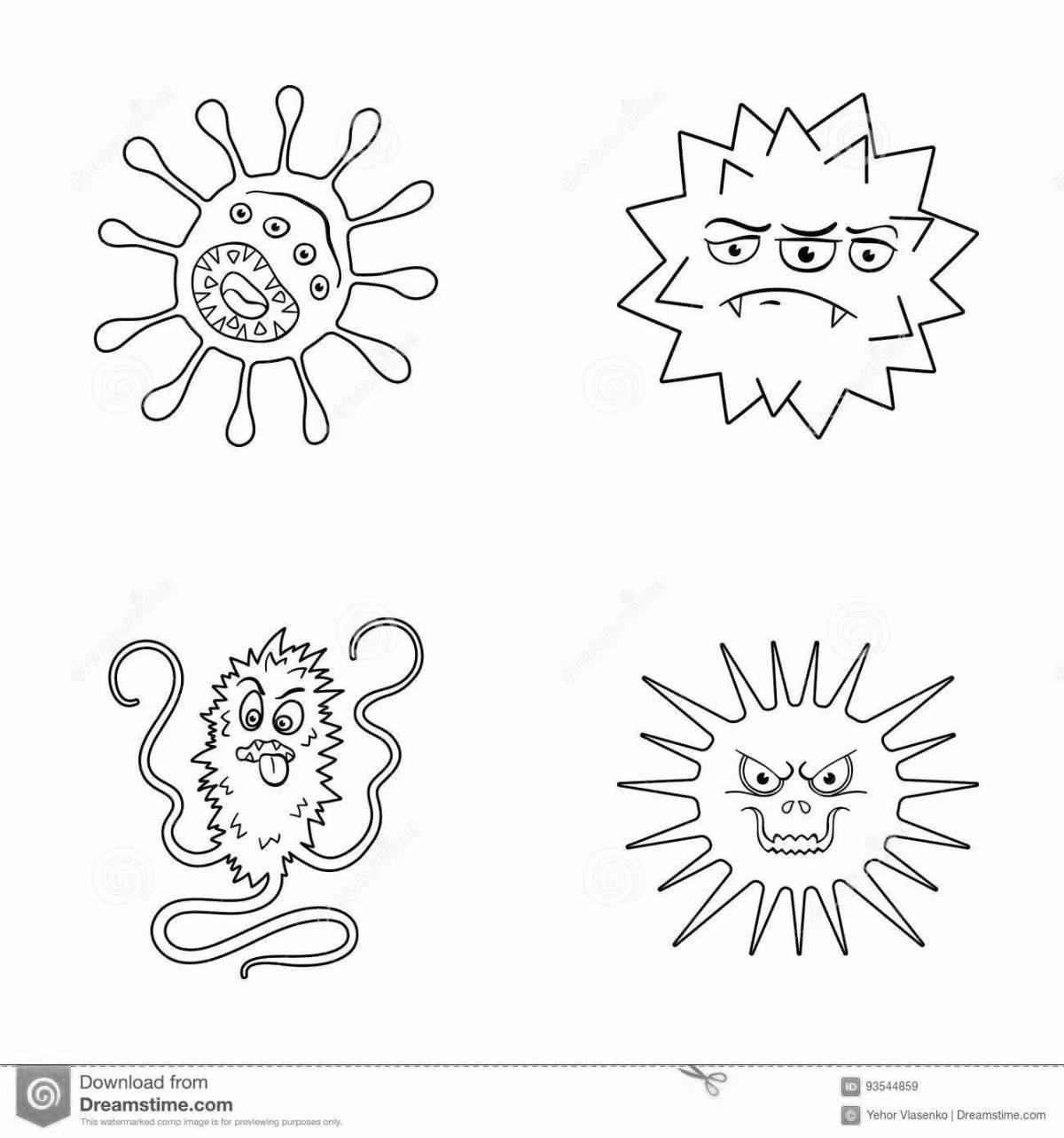 Cute germs and bacteria coloring book
