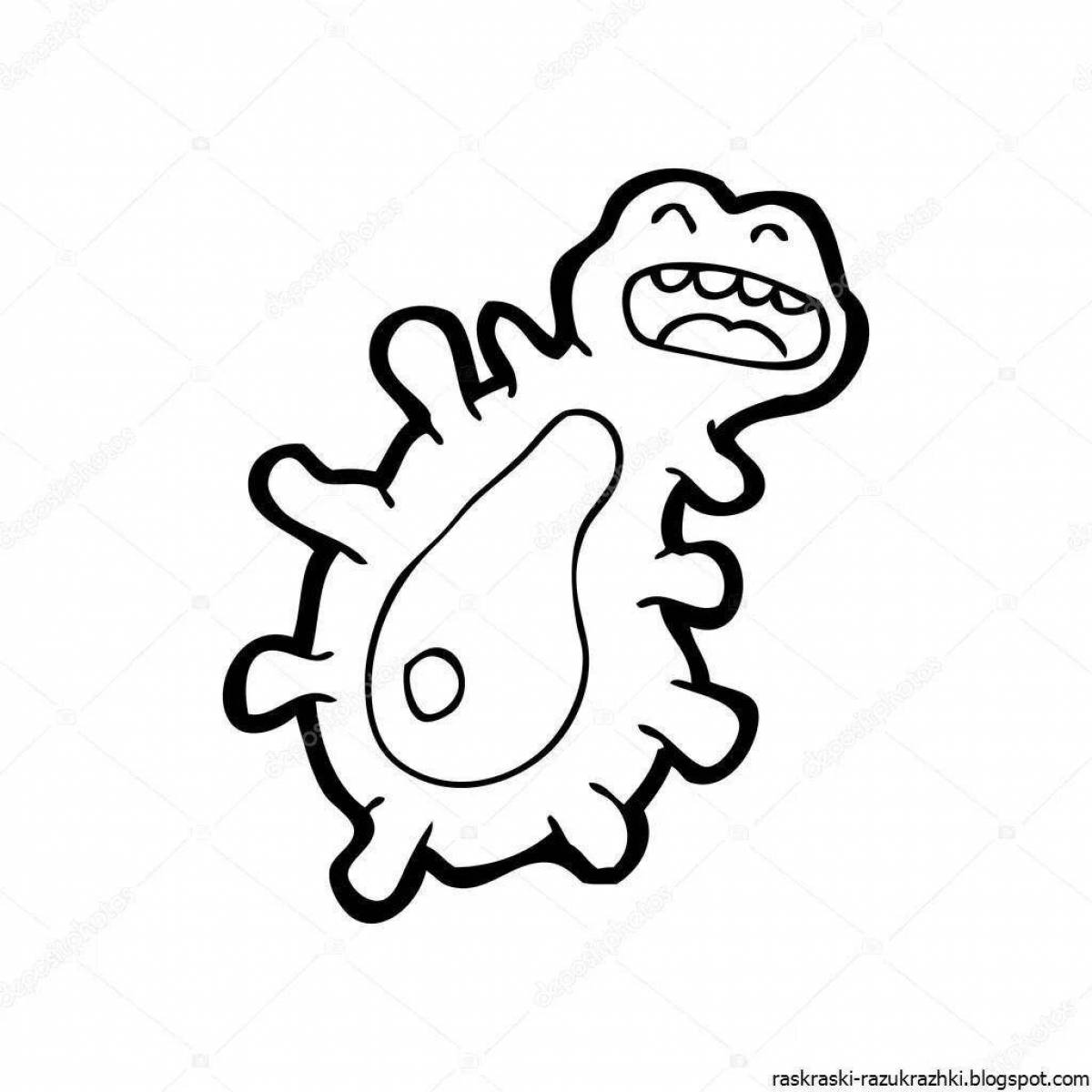 Coloring book funny germs and bacteria