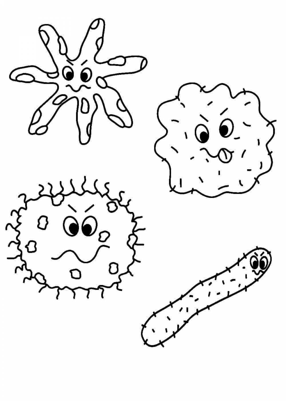 Остроумные микробы и бактерии раскраски