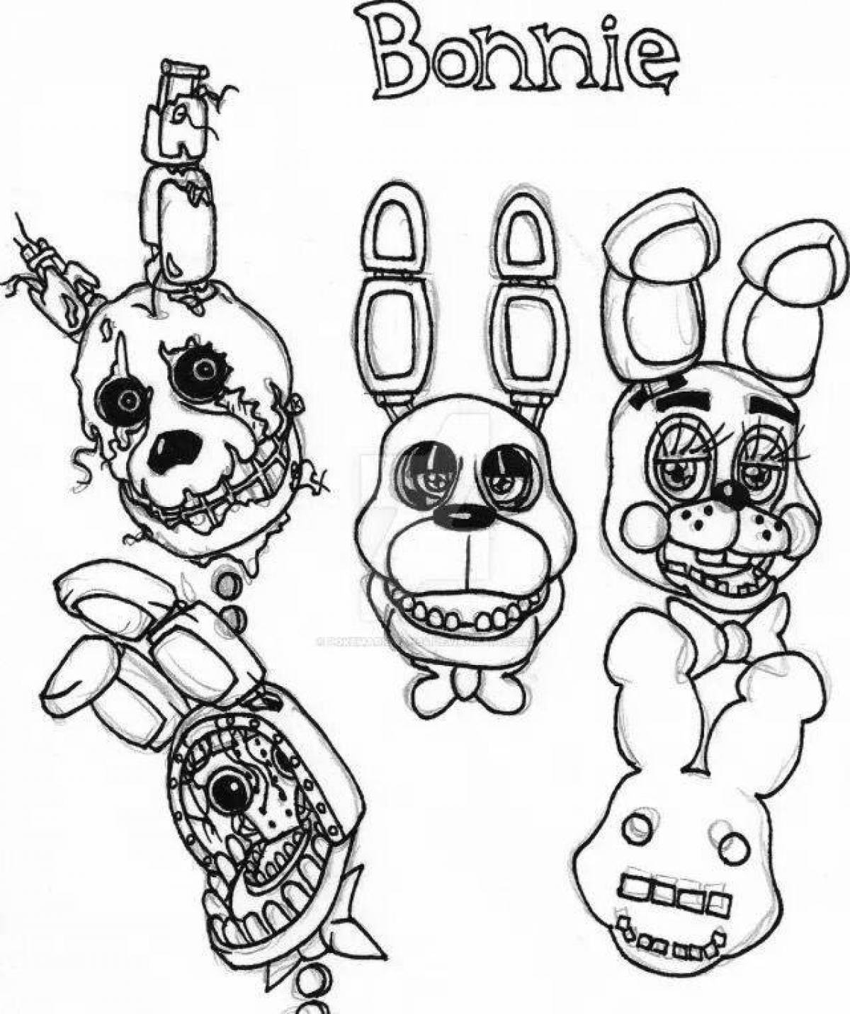 Dazzling glam rock bonnie coloring page
