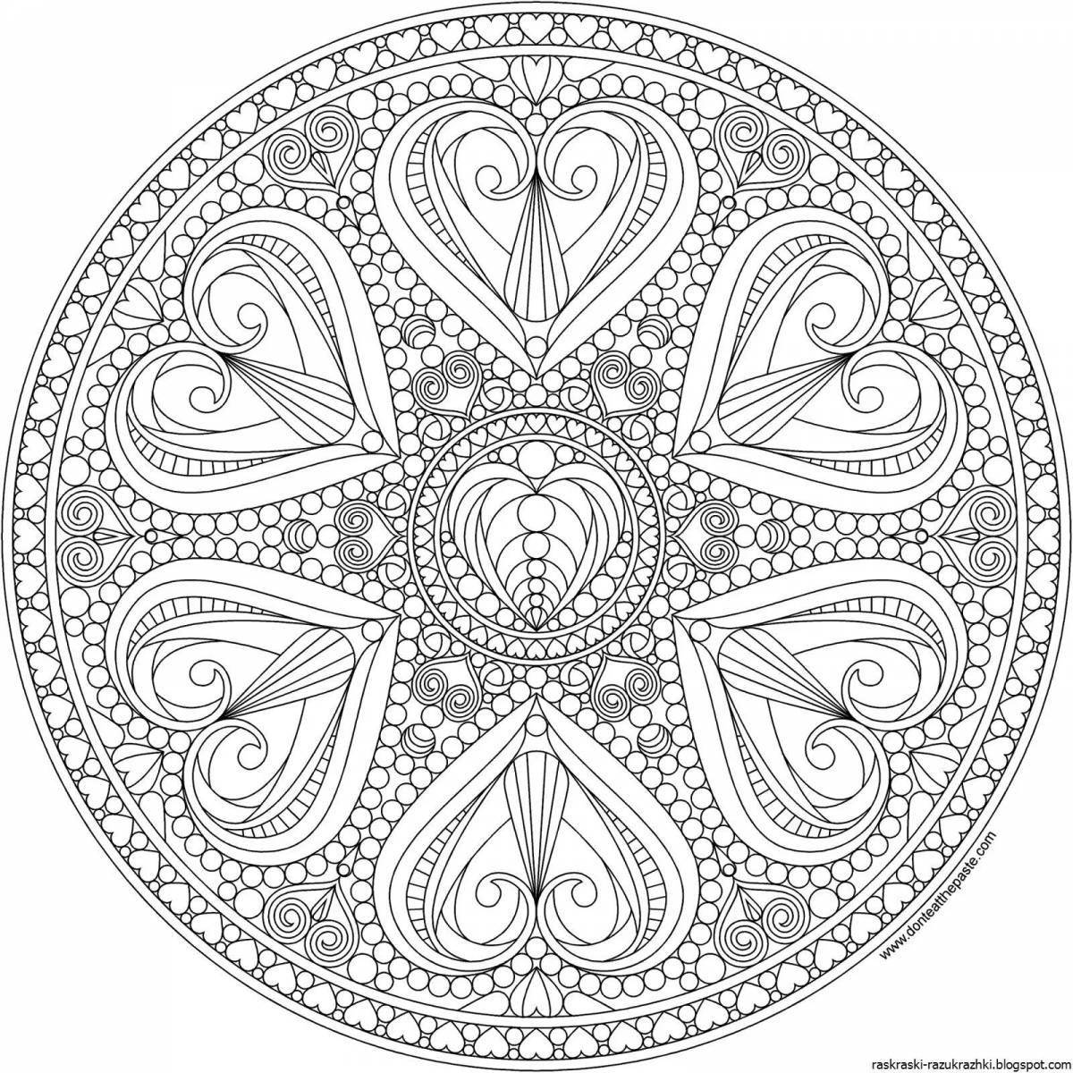 Radiant coloring page adult mandala
