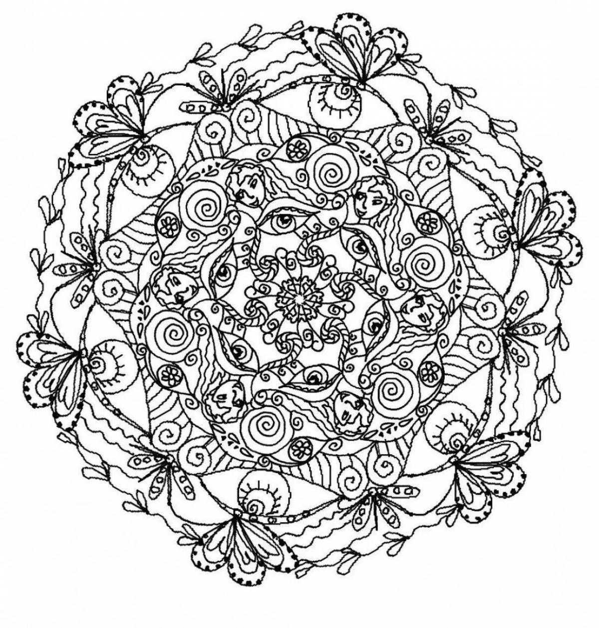 Fun coloring mandala for adults