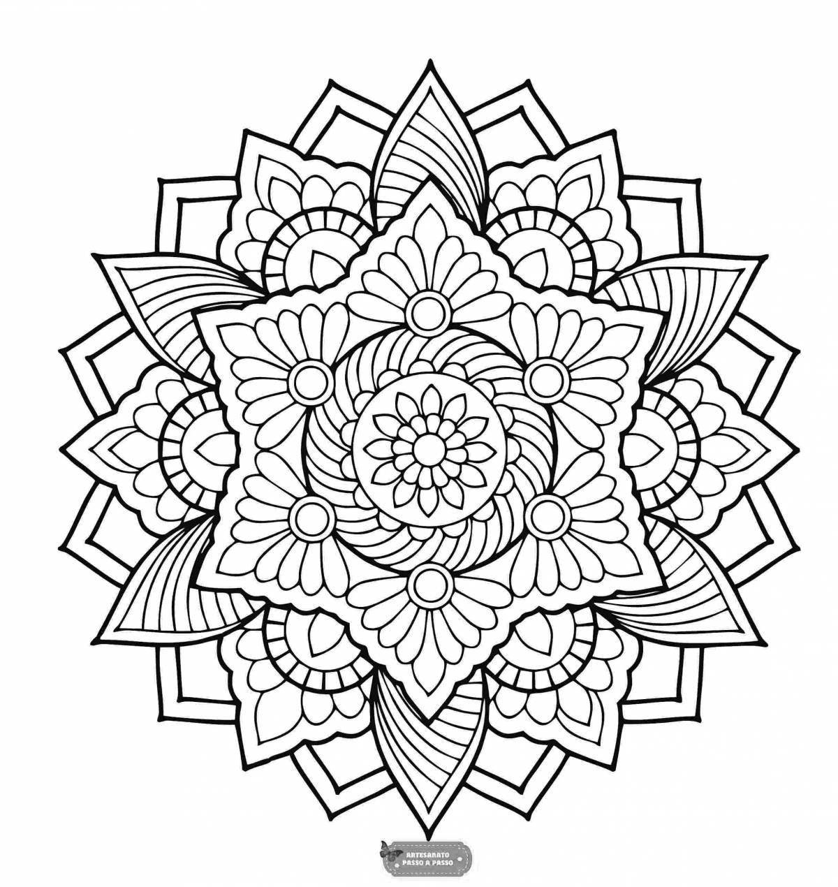 Bright coloring mandala for adults