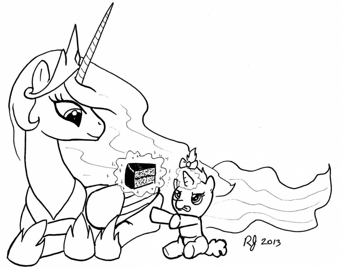 Элегантная раскраска селестия и луна