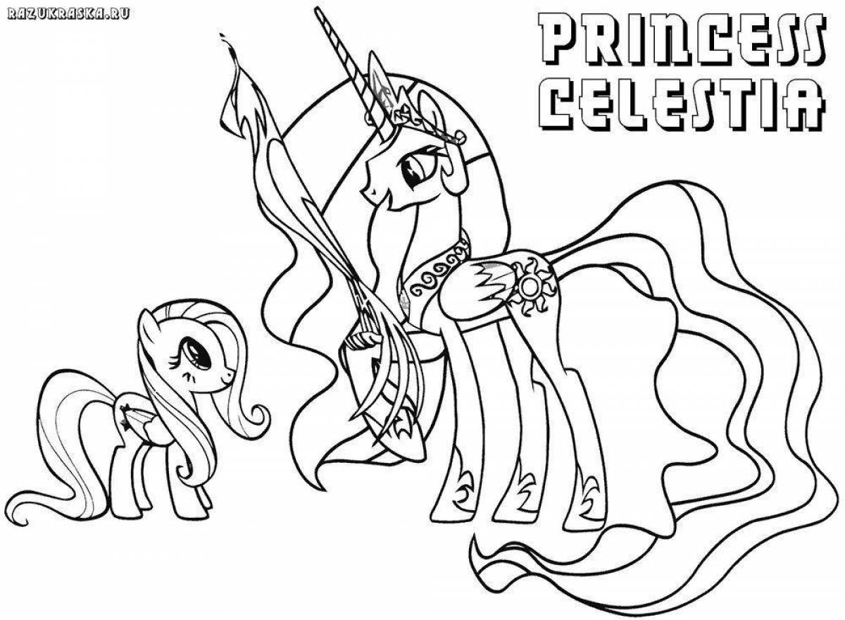 Увлекательная раскраска селестия и луна