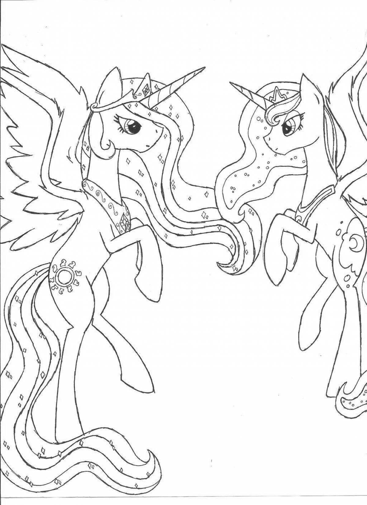 Яркая раскраска селестия и луна