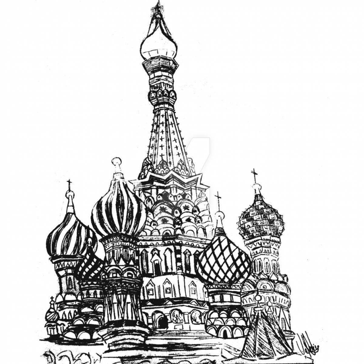 Coloring page exquisite Saint Basil's Cathedral