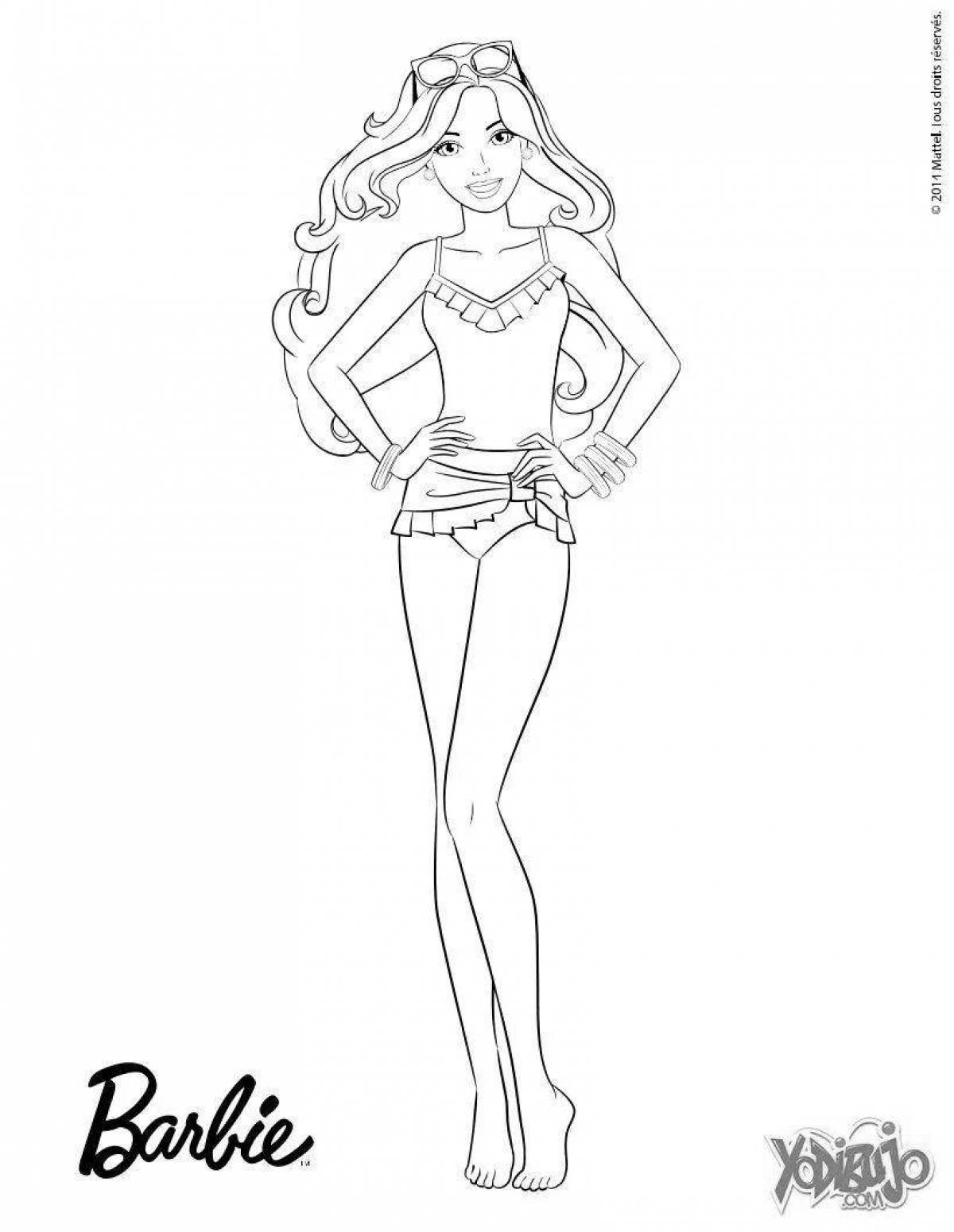 Coloring book shining barbie in a bathing suit