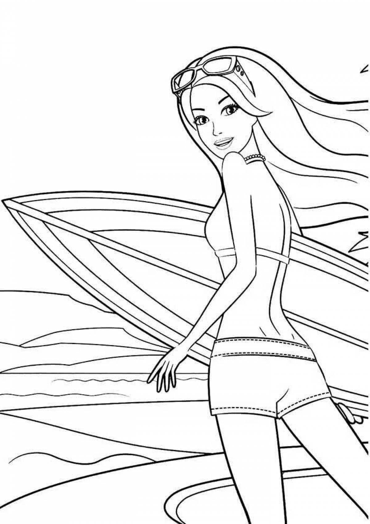 Coloring page amazing barbie in swimsuit